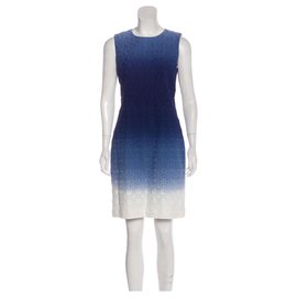 Diane Von Furstenberg-Vestito con occhiolino in cotone DvF Kedina-Bianco,Blu,Blu scuro