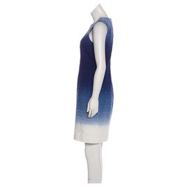 Diane Von Furstenberg-Vestido de algodão DvF Kedina eylet-Branco,Azul,Azul escuro