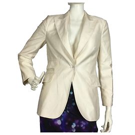 Casaco de seda de lã creme Zara Creme