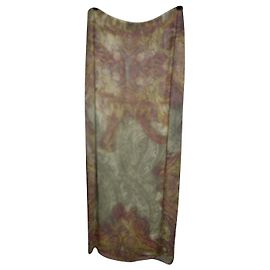 Etro Saia de chiffon Maxi estampada com logótipo Multicor