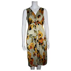 Clements Ribeiro Vestido de cetim com drapeado Multicor Caqui