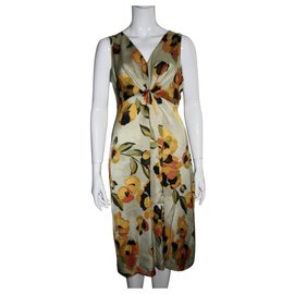 Clements Ribeiro Robe en satin avec drapé Multicolore Kaki