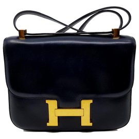 Hermès-Constance 23 en cuir box noir-Noir