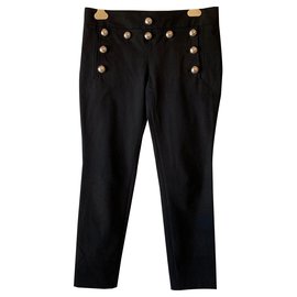 Gucci-Pantalón de algodón negro estilo marinero.-Negro