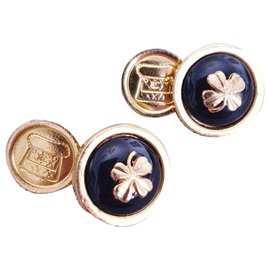 Chanel-Chanel vintage cufflinks-Black,Golden