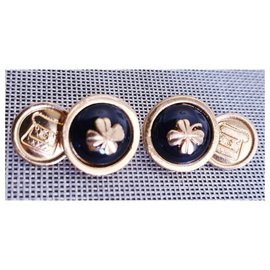 Chanel-Chanel vintage cufflinks-Black,Golden