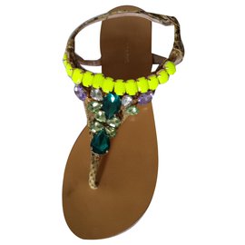 Autre Marque-Flat leather sandals-Multiple colors