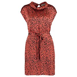 Clements Ribeiro Robe marron à imprimé animal Marron Noir Chataigne