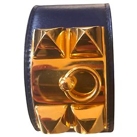 Hermès Dog Collar leather bracelet dark blue Dark blue