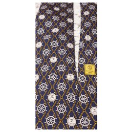 Chanel-Silk chanel tie-Yellow,Eggshell,Dark blue