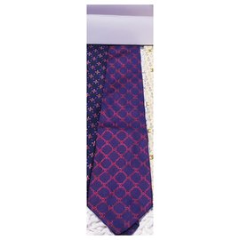 Chanel-Silk chanel tie-Red,Navy blue