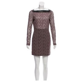 Diane Von Furstenberg Nouvelle robe en dentelle Sarita avec du cuir va comme un français 38 Marron