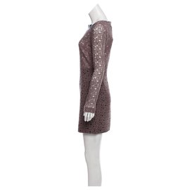 Diane Von Furstenberg-New Sarita lace dress with leather fits like a French 38-Brown