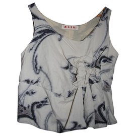Marni Flower Pattern Cotton Top Eggshell Eggshell