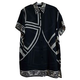 Camicia Louis Féraud Nera e Beige Poliestere M Nero Beige