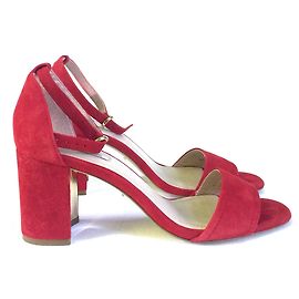 Massimo Dutti Sandales en daim rouge Rouge
