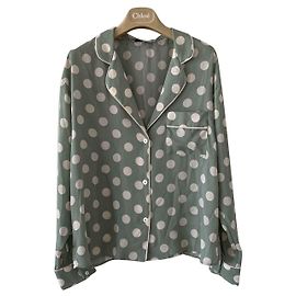 Blouse à pois vert et blanc mango neuve Vert Écru