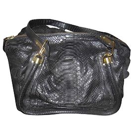Borsa a mano Chloé Paraty in pitone nero Nero