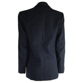 Autre Marque-Hardy Amies Pinstripe Wool Blazer Jacket-Navy blue