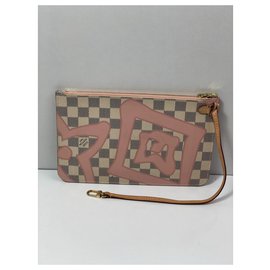 Louis Vuitton-Neverfull-Rosa,Branco,Fora de branco