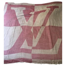 Louis Vuitton-Vintage Louis Vuitton Schal / Schal-Rot,Beige