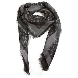 Louis Vuitton monogram Shine preto com xaile de prata tecida jacquard de seda M75123 Preto