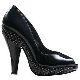 Burberry Lackleder Mini Stud Platform Pump Schwarz