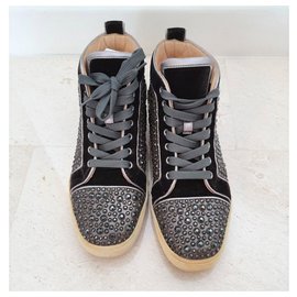 Christian Louboutin-Christian Louboutin strass high top sneakers EU40-Black,Silvery