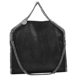 Stella Mc Cartney-Shaggy Deer Falabella Three Chains Bag in Black Eco Leather-Black
