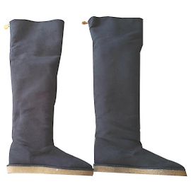 Stella Mc Cartney Crepe Einlegesohlen Oberschenkel Stiefel. Anthrazitgrau