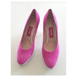 Carel-Two-tone pumps with stiletto heels.-White,Fuschia