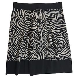 Falda Alberta Ferretti de seda estampado de cebra blanco y negro Negro Blanco Estampado de cebra