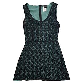 Autre Marque Vestido de renda CNC preto e verde Preto Verde