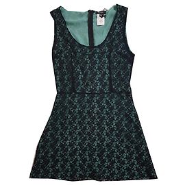 Vestido de renda Costume National Preto Verde Preto Verde