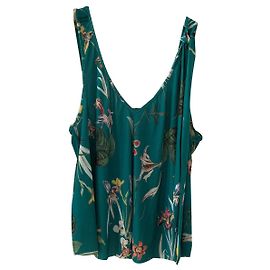 Mango Top verde floreale strutturato Verde
