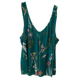 Mango Top fleuri vert texturé Vert