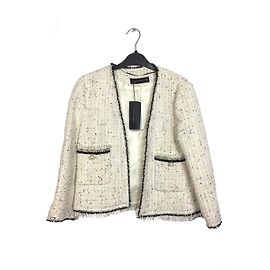 Zara Tweed sequined jacket Black Cream