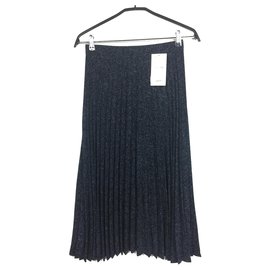 Zara-Faltenrock aus Midi-Tweed-Marineblau