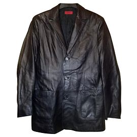 HUGO by Hugo Boss Giacca elegante in pelle nera con cappuccio, Dimensione D 50 Nero