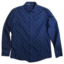 Camicia Emporio Armani Blu a Manica Lunga Cotone Blu