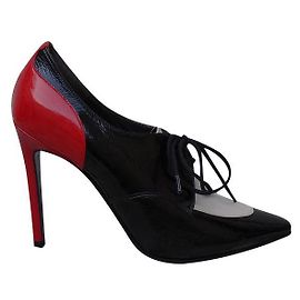 Escarpins Michel Perry en cuir verni noir rouge écru Taille 40 Noir Rouge Écru
