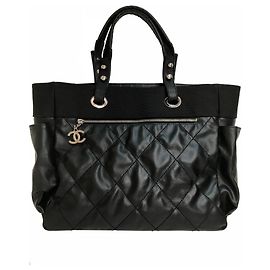 Chanel Großartiges Einkaufen 40cm Einkaufstasche Paris Biarritz Schwarz