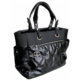 Chanel-Grand compras 40cm sacola Paris Biarritz-Preto