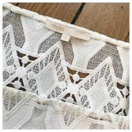 Maje-White Crochet Top-White