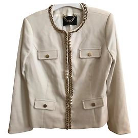 Elisabetta Franchi Metallic Short Jacket White White Metallic