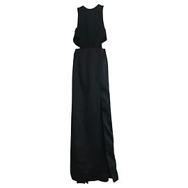 Solace London Schwarzes Abendkleid mit Cut-outs und Schlitz Schwarz
