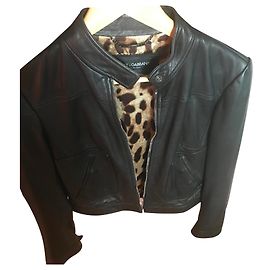Giacca in pelle nera Dolce & Gabbana Nero