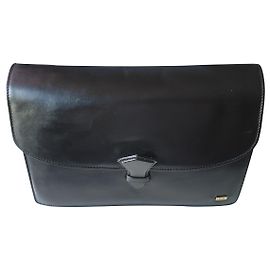 Céline Sellerie Clutch Black Leather Black