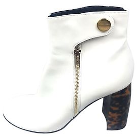 Stella Mc Cartney Stella McCartney White Percy Boot Marrone Bianco Marrone scuro