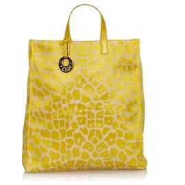 Bolso tote de lona estampado amarillo Fendi Amarillo